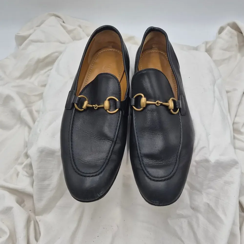 Gucci Jordaan loafer Black Leather slip-on men's Italian 6 US 6.5